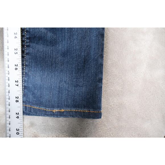 Mudd Jeans Womens 5S Blue Mid Rise Straight Leg Denim Pants Embroidered Pockets - Picture 6 of 8